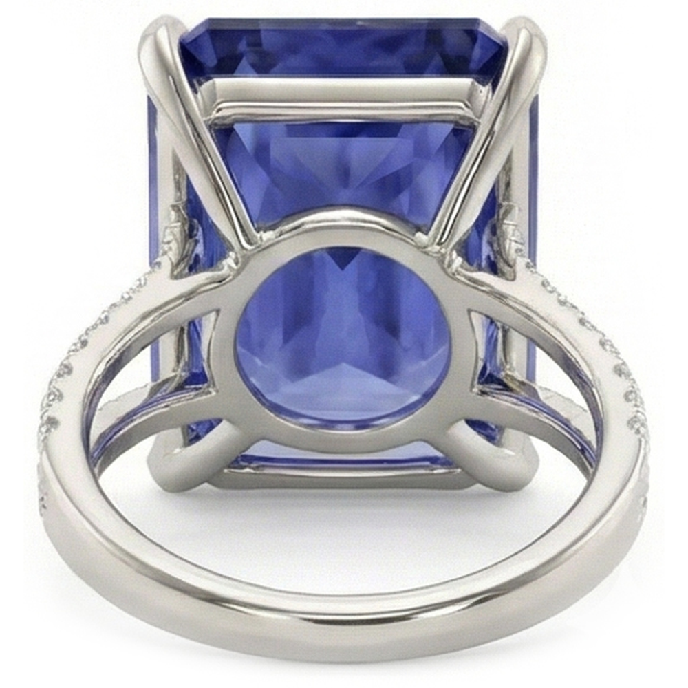 IGI CERTIFIED Diamond Ring Big Sapphire Gemstone Jewelry 7.50 Carats Split Shank