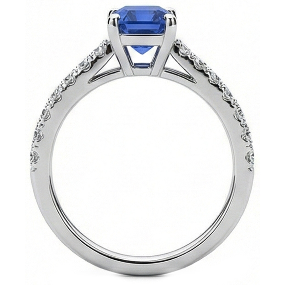 Natural Earth Mined Diamond Ring Emerald Blue Sapphire Gemstone With Accents 2.50 Carats