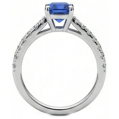Natural Earth Mined Diamond Ring Emerald Blue Sapphire Gemstone With Accents 2.50 Carats