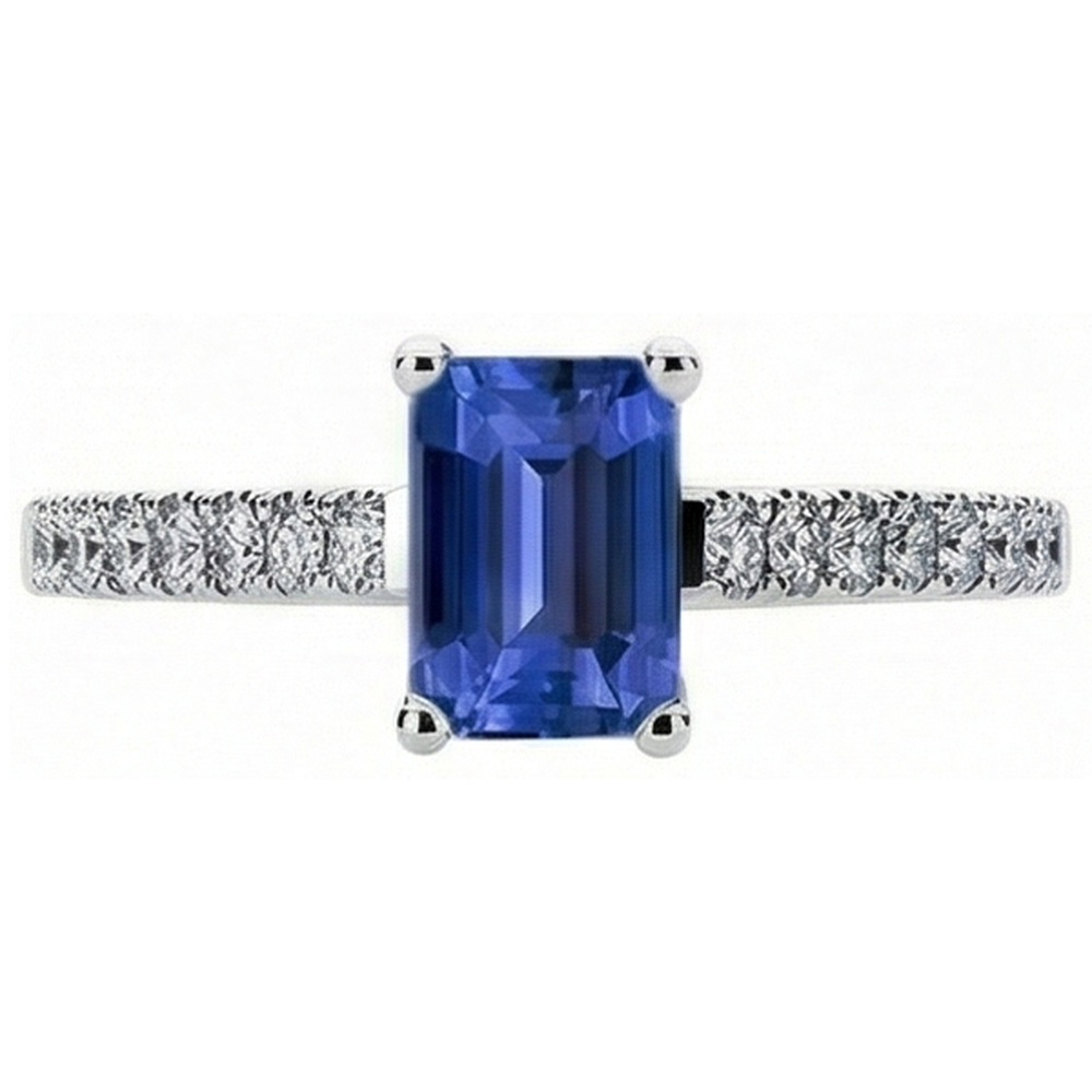 Natural Earth Mined Diamond Ring Emerald Blue Sapphire Gemstone With Accents 2.50 Carats