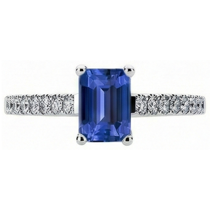 Natural Earth Mined Diamond Ring Emerald Blue Sapphire Gemstone With Accents 2.50 Carats
