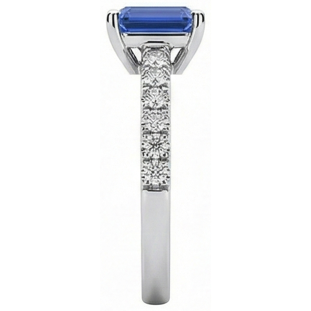 Natural Earth Mined Diamond Ring Emerald Blue Sapphire Gemstone With Accents 2.50 Carats