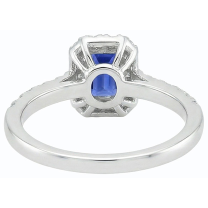 Natural Earth Mined Diamond Ring Halo Sri Lanka Sapphire Gold Wedding Jewelry 3 Carats