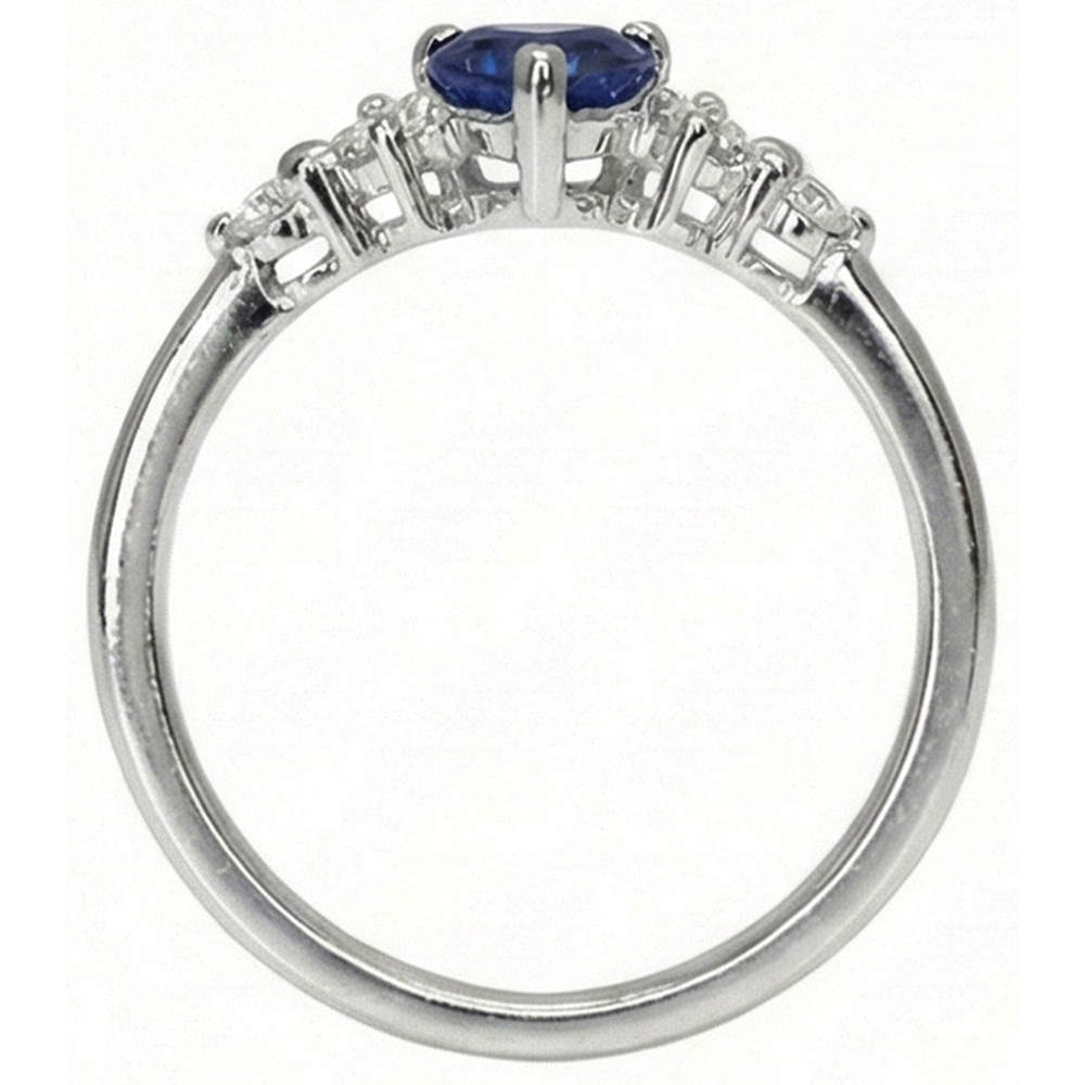 Natural Earth Mined Diamond Ring Heart Blue Sapphire 5 Stone 1.25 Carats Gold Jewelry