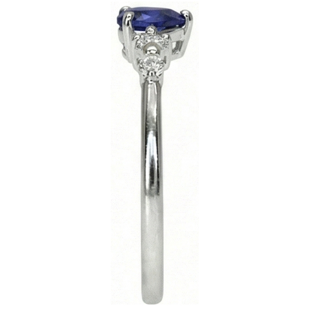 Natural Earth Mined Diamond Ring Heart Blue Sapphire 5 Stone 1.25 Carats Gold Jewelry