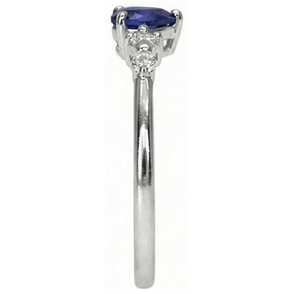 Natural Earth Mined Diamond Ring Heart Blue Sapphire 5 Stone 1.25 Carats Gold Jewelry