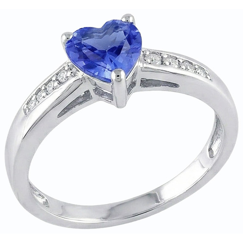 Natural Earth Mined Diamond Ring Heart Shaped Ceylon Sapphire 1.50 Carats Women’s Jewelry