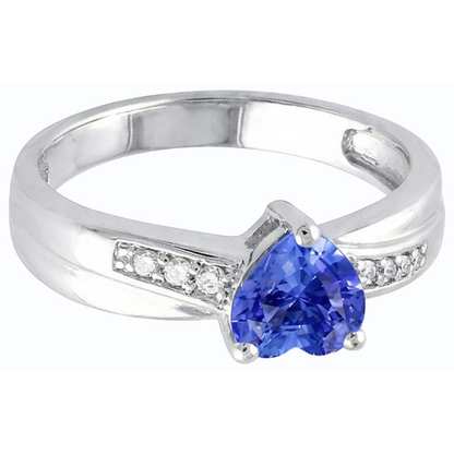 Natural Earth Mined Diamond Ring Heart Shaped Ceylon Sapphire 1.50 Carats Women’s Jewelry