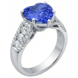 Natural Earth Mined Diamond Ring Heart Shaped Light Blue Sapphire Jewelry 5.50 Carats