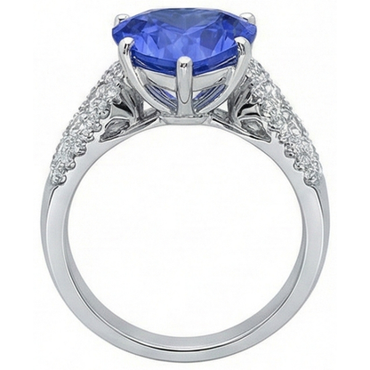 Natural Earth Mined Diamond Ring Heart Shaped Light Blue Sapphire Jewelry 5.50 Carats