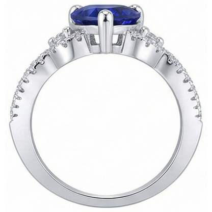 Natural Earth Mined Diamond Ring Heart Sri lankan Sapphire 3.50 Carats Twisted Shank