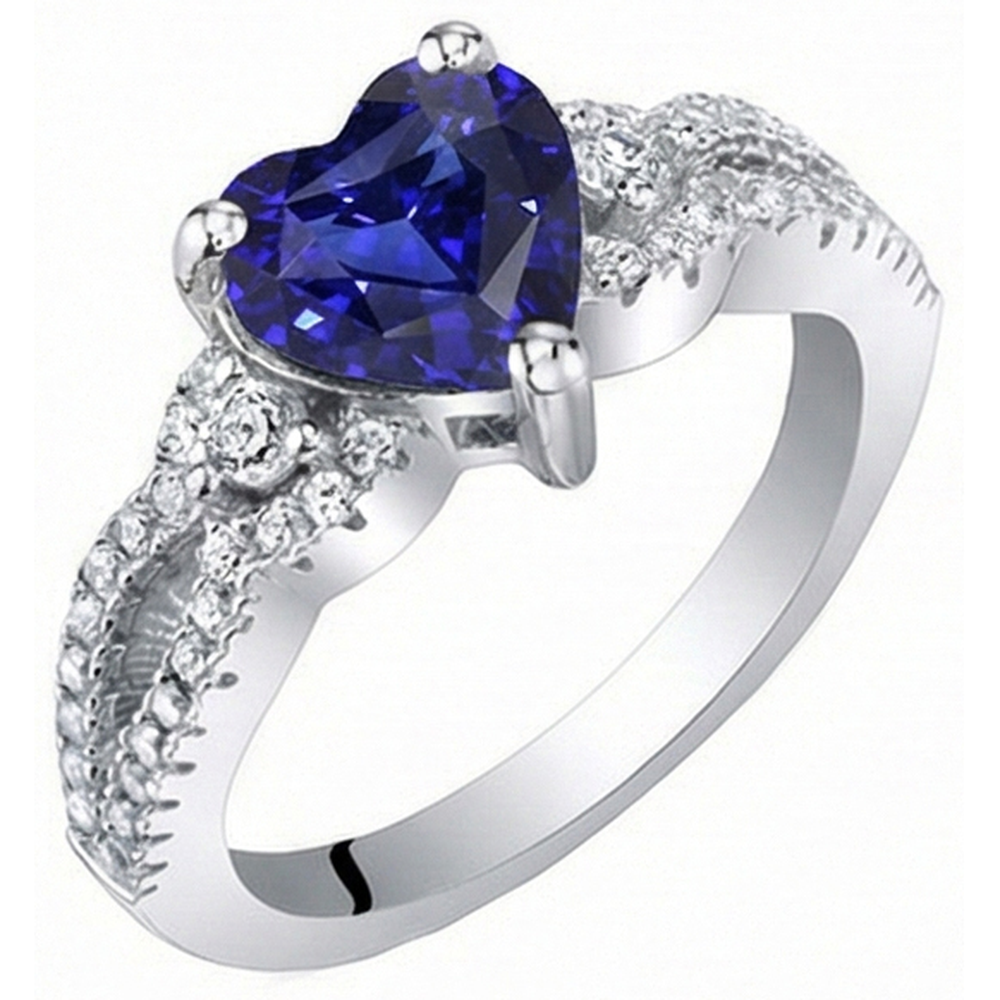 Natural Earth Mined Diamond Ring Heart Sri lankan Sapphire 3.50 Carats Twisted Shank