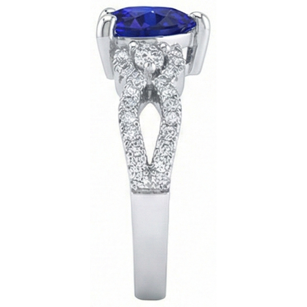 Natural Earth Mined Diamond Ring Heart Sri lankan Sapphire 3.50 Carats Twisted Shank