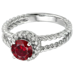 Natural Ruby Ring 2ct - White Gold 14K