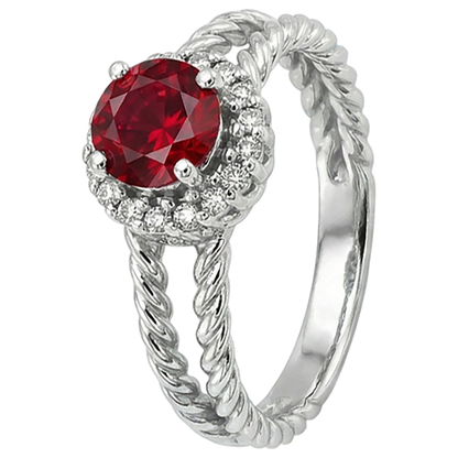 natural round ruby 2ct ring close up detail