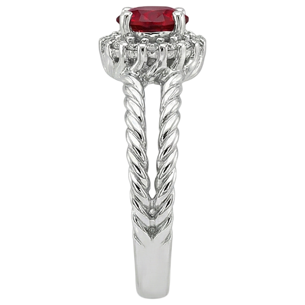 natural round ruby 2ct ring top view