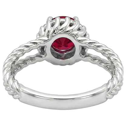 natural round ruby 2ct ring profile view