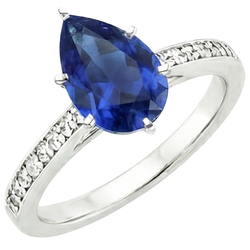 Natural Earth Mined Diamond Ring Solitaire Pear Ceylon Sapphire With Accents 7.25 Carats