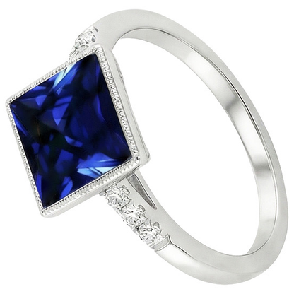 Natural Earth Mined Diamond Ring With Accents Vintage Style Blue Sapphire 5.25 Carats