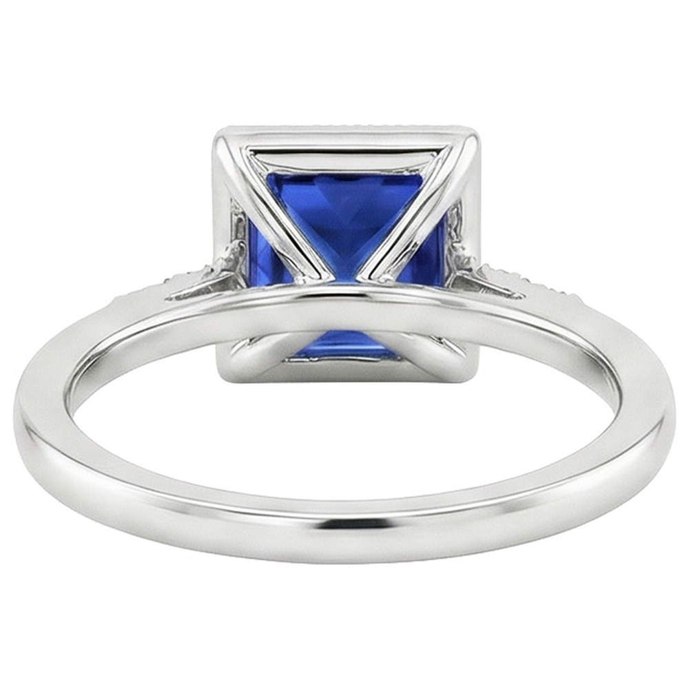 Natural Earth Mined Diamond Ring With Accents Vintage Style Blue Sapphire 5.25 Carats