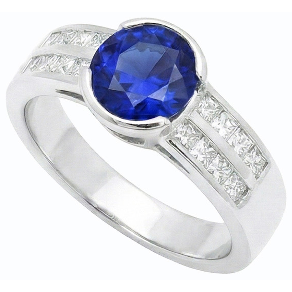 natural round sapphire 2.50ct ring side angle