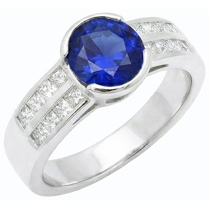 natural round sapphire 2.50ct ring top view