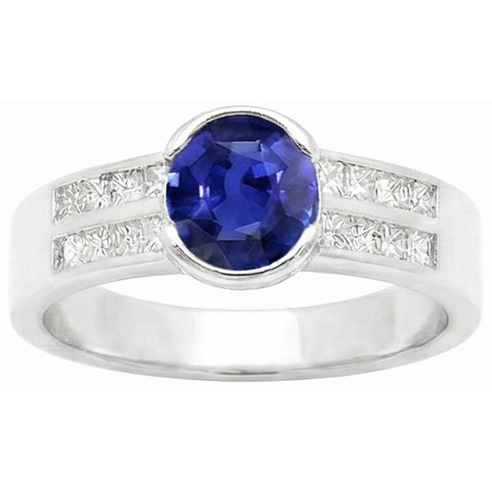 natural round sapphire 2.50ct ring close up detail