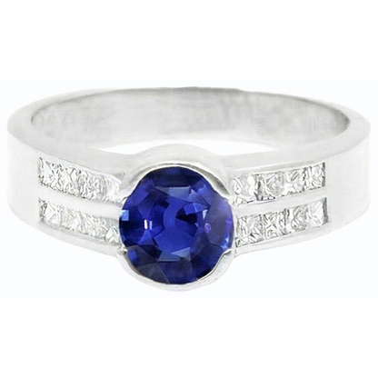 natural round sapphire 2.50ct ring profile view