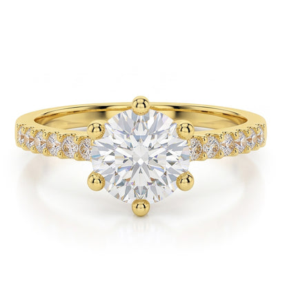 Natural Earth Mined Diamond Round Wedding Ring 2.50 Carats 14K Yellow Gold Prong Setting
