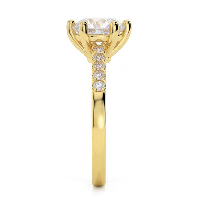 Natural Earth Mined Diamond Round Wedding Ring 2.50 Carats 14K Yellow Gold Prong Setting