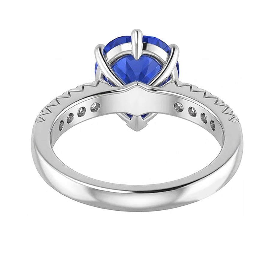 Natural Earth Mined Diamond Sapphire Engagement Ring 4 Carats Prong Set White Gold 14K
