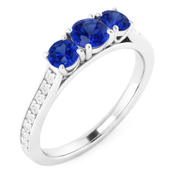 Natural Earth Mined Diamond Sapphire Ring 1.10 Carats Claw Prong Setting Women Jewelry
