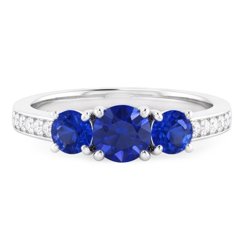Natural Earth Mined Diamond Sapphire Ring 1.10 Carats Claw Prong Setting Women Jewelry