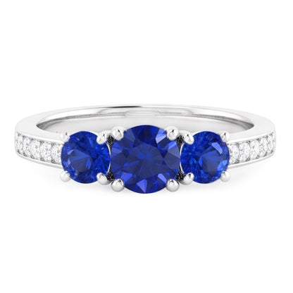 Natural Earth Mined Diamond Sapphire Ring 1.10 Carats Claw Prong Setting Women Jewelry
