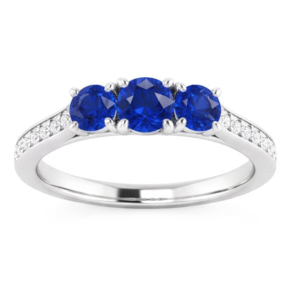 Natural Earth Mined Diamond Sapphire Ring 1.10 Carats Claw Prong Setting Women Jewelry