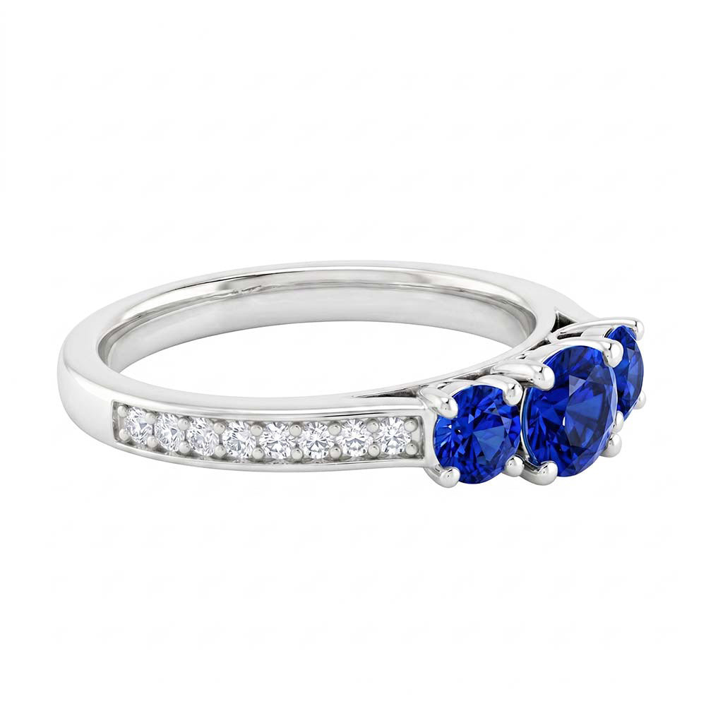 Natural Earth Mined Diamond Sapphire Ring 1.10 Carats Claw Prong Setting Women Jewelry