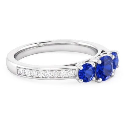 Natural Earth Mined Diamond Sapphire Ring 1.10 Carats Claw Prong Setting Women Jewelry