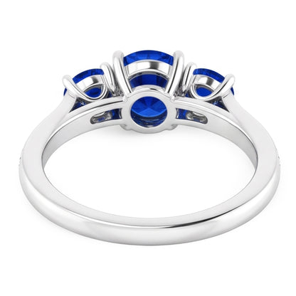 Natural Earth Mined Diamond Sapphire Ring 1.10 Carats Claw Prong Setting Women Jewelry