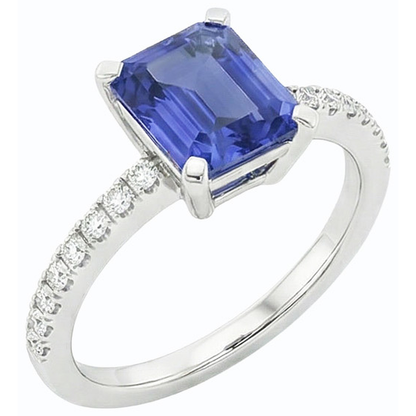 Natural Earth Mined Diamond Solitaire Emerald Light Blue Sapphire Engagement Ring 3 Carats