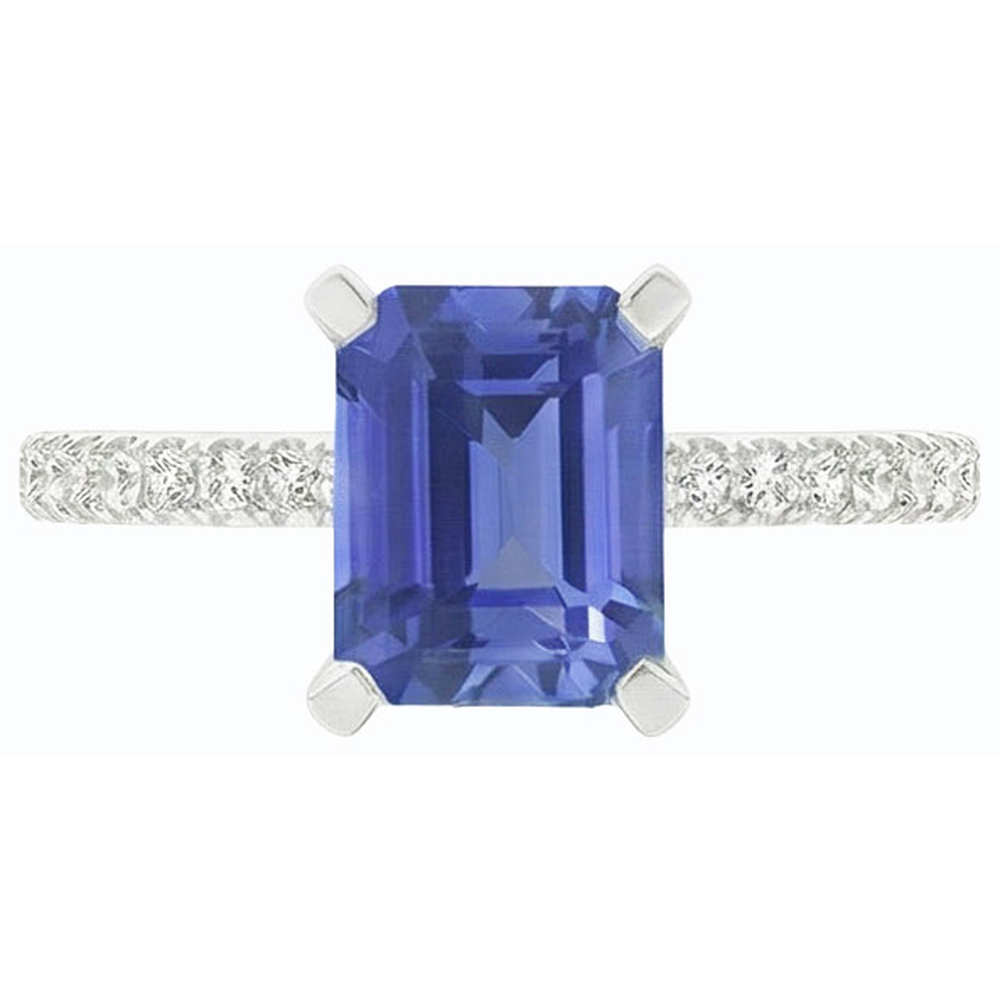 Natural Earth Mined Diamond Solitaire Emerald Light Blue Sapphire Engagement Ring 3 Carats