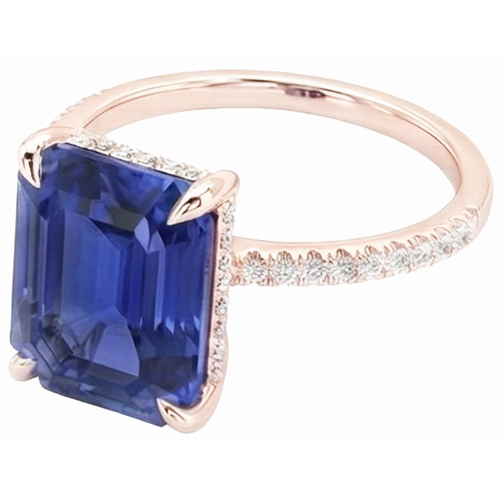 natural emerald sapphire 4.50ct ring close up detail