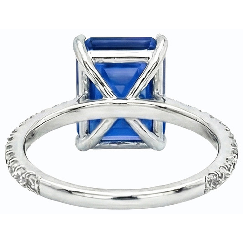 Natural Earth Mined Diamond Solitaire Ring Accents Emerald Sri Lankan Sapphire 4.50 Carats