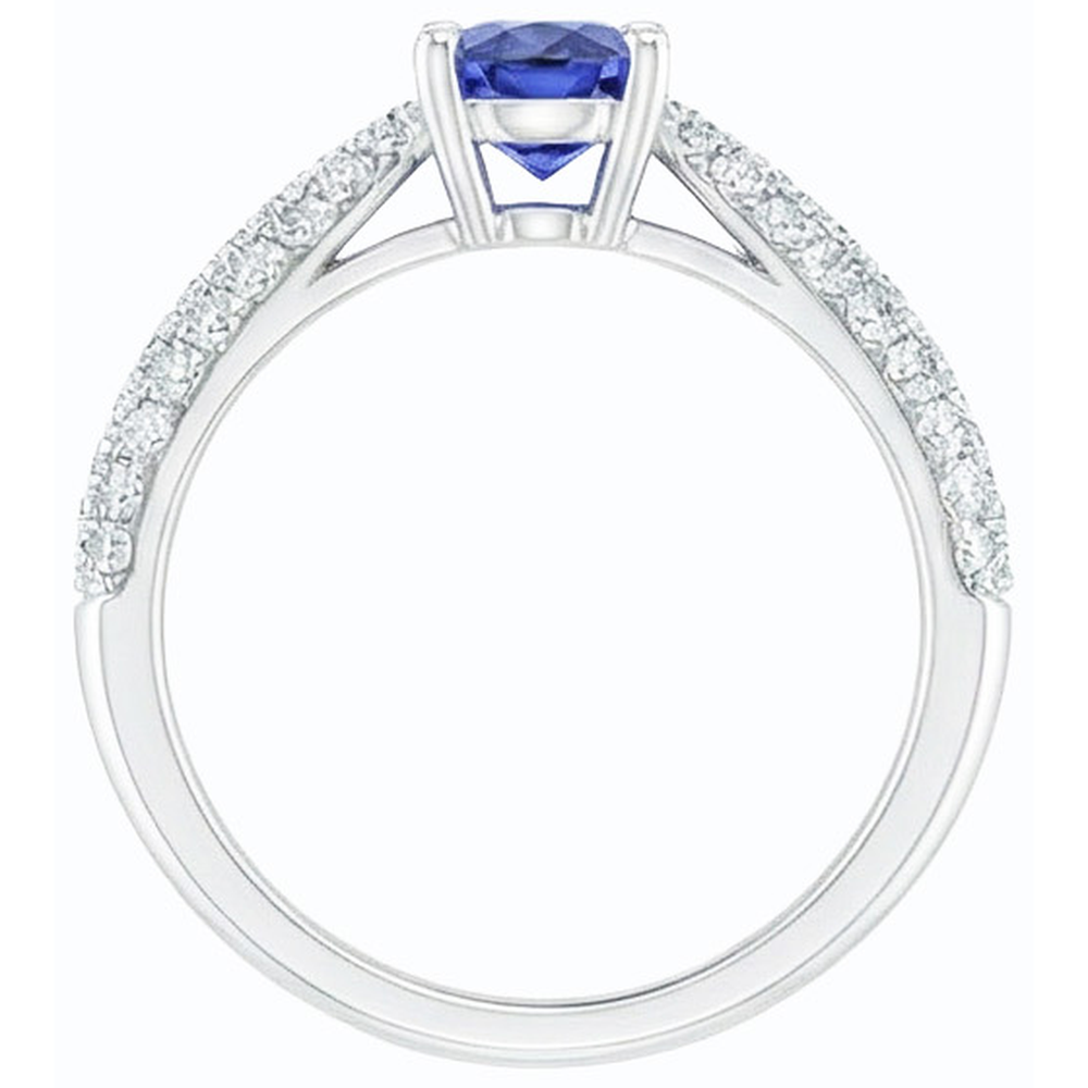 Natural Earth Mined Diamond Solitaire Ring Accents Pear Ceylon Sapphire 2.50 Carats