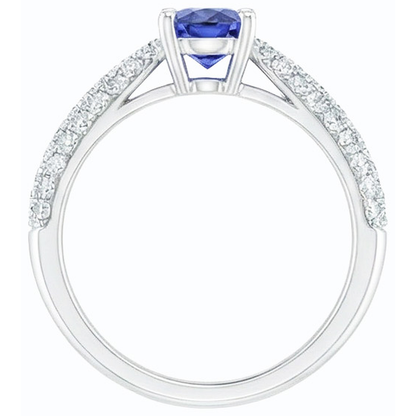 Natural Earth Mined Diamond Solitaire Ring Accents Pear Ceylon Sapphire 2.50 Carats
