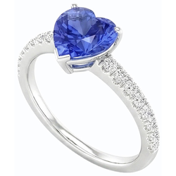 Natural Earth Mined Diamond Solitaire Ring With Accents Heart Sri Lankan Sapphire 3 Carats