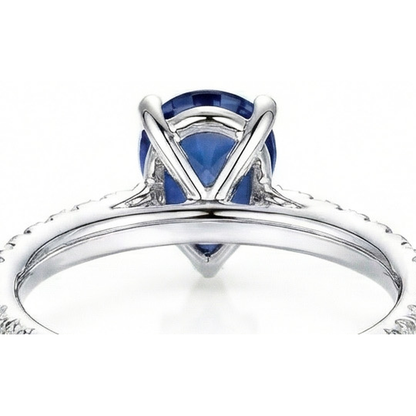 natural round sapphire 4ct ring profile view