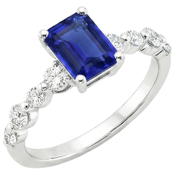 Natural Earth Mined Diamond Solitaire Ring with Accents Emerald Blue Sapphire 4.50 Carats
