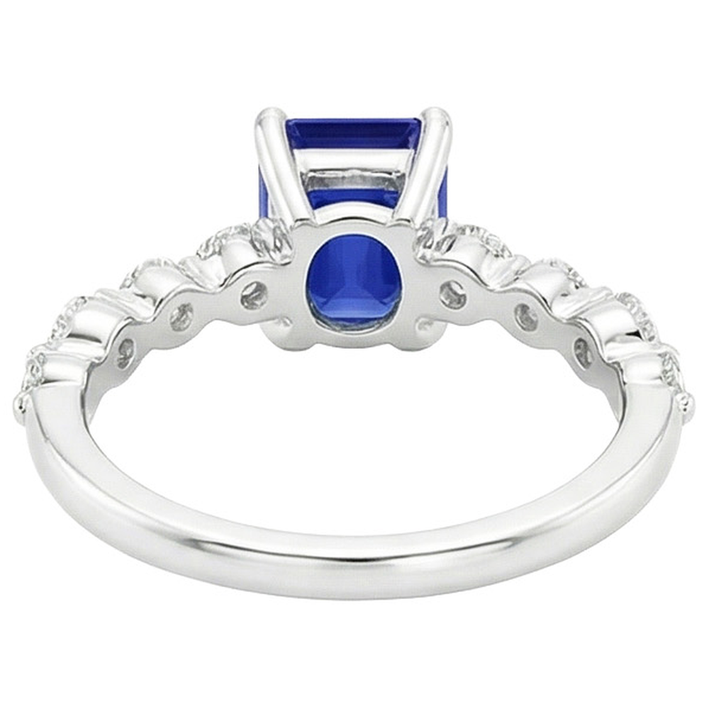 Natural Earth Mined Diamond Solitaire Ring with Accents Emerald Blue Sapphire 4.50 Carats