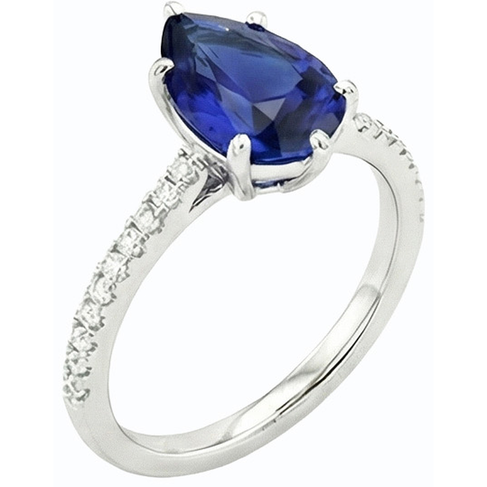natural round sapphire 3.50ct ring close up detail
