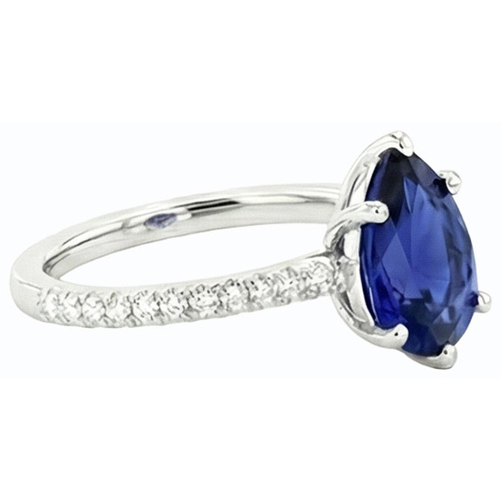 natural round sapphire 3.50ct ring profile view
